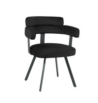 LABEL51 Stoel Bardio | Zwart | Fluweel | Zwart Metalen Frame | 2 stuks 