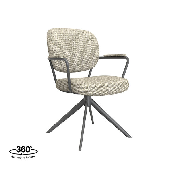 Stoel Basel | Naturel | Royal Boucle | Zwart Metalen Frame