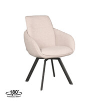 LABEL51 Stoel Beauty | Naturel | Boucle | Zwart Metalen Frame | 2 stuks