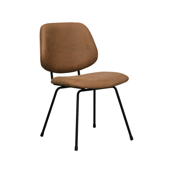 Stoel Bello | Cognac | Micro Suede | Zwart Metalen Frame | 2 stuks