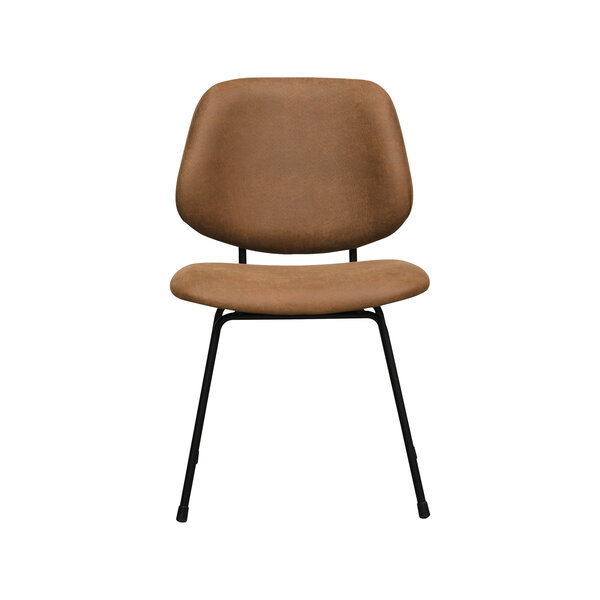 Stoel Bello | Cognac | Micro Suede | Zwart Metalen Frame | 2 stuks