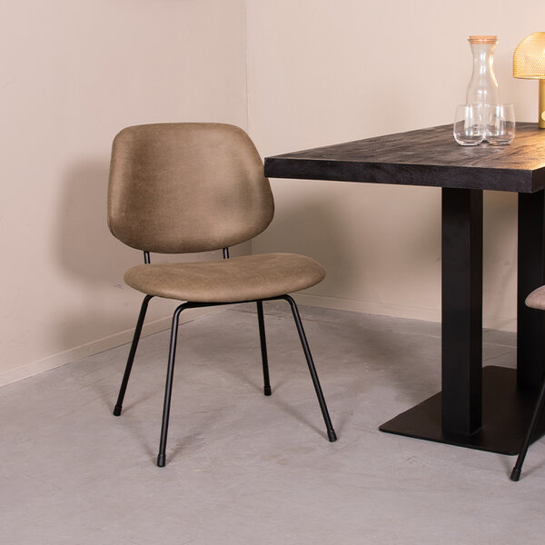 Stoel Bello | Moss | Micro Suede | Zwart Metalen Frame | 2 stuks