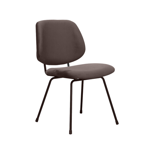 Stoel Bello | Taupe | Fluweel | Zwart Metalen Frame | 2 stuks