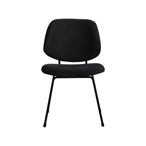 Stoel Bello | Zwart | Fluweel | Zwart Metalen Frame | 2 stuks