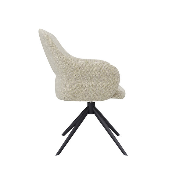 Stoel Bern | Naturel | Royal Boucle | Zwart Metalen Frame | 2 stuks