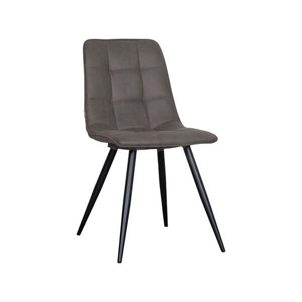 Stoel Bistro | Antraciet | Micro Suede | Zwart Metalen Frame | 4 stuks