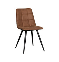LABEL51 Stoel Bistro | Cognac | Micro Suede | Zwart Metalen Frame | 4 stuks
