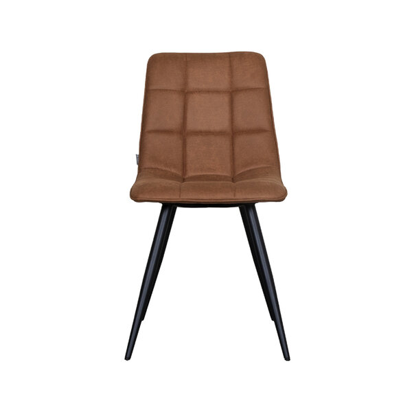 Stoel Bistro | Cognac | Micro Suede | Zwart Metalen Frame | 4 stuks