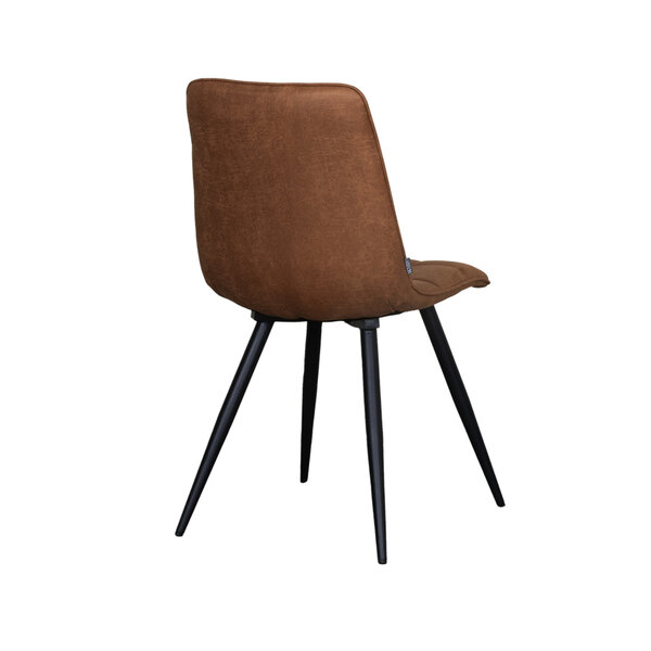 Stoel Bistro | Cognac | Micro Suede | Zwart Metalen Frame | 4 stuks