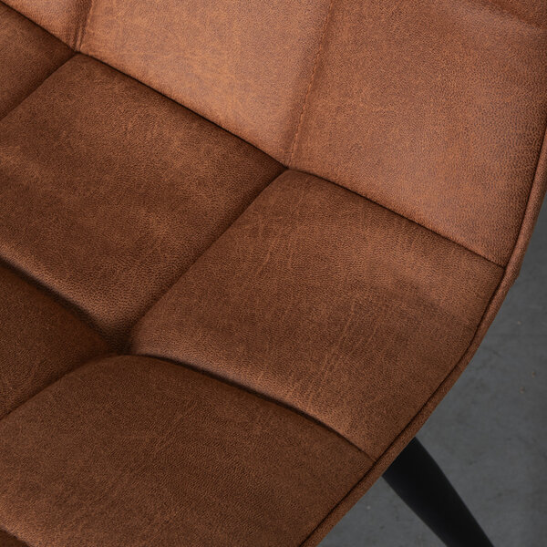 Stoel Bistro | Cognac | Micro Suede | Zwart Metalen Frame | 4 stuks