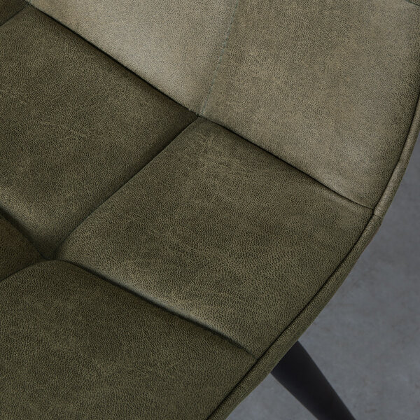Stoel Bistro | Moss | Micro Suede | Zwart Metalen Frame | 4 stuks