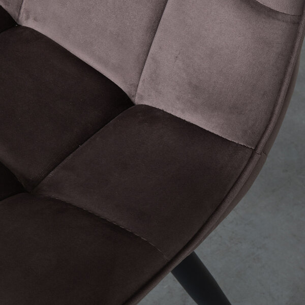 Stoel Bistro | Taupe | Fluweel | Zwart Metalen Frame | 4 stuks