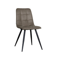 LABEL51 Stoel Bistro | Taupe | Micro Suede | Zwart Metalen Frame | 4 stuks