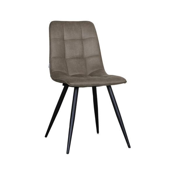 Stoel Bistro | Taupe | Micro Suede | Zwart Metalen Frame | 4 stuks