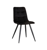 LABEL51 Stoel Bistro | Zwart | Fluweel | Zwart Metalen Frame | 4 stuks