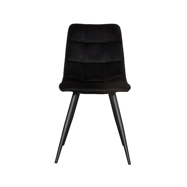 Stoel Bistro | Zwart | Fluweel | Zwart Metalen Frame | 4 stuks