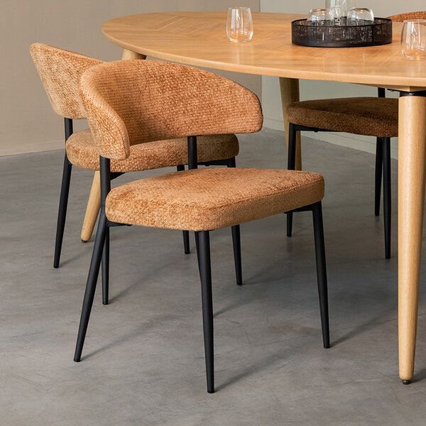 Stoel Bliss | Cognac | Elite | Zwart Metalen Frame | 2 stuks