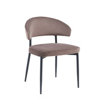 LABEL51 Stoel Bliss | Taupe | Fluweel | Zwart Metalen Frame | 2 stuks 