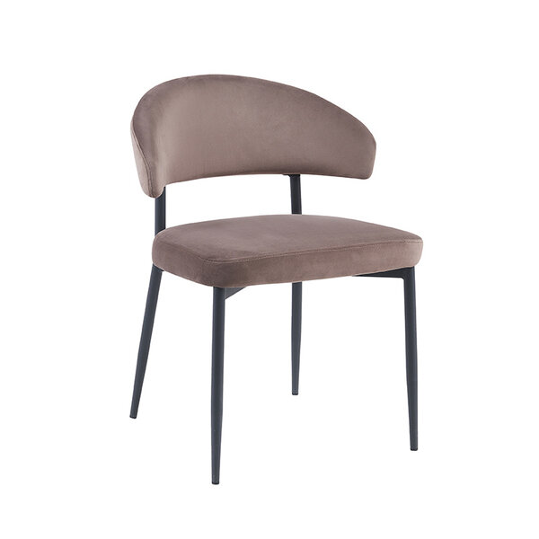 Stoel Bliss | Taupe | Fluweel | Zwart Metalen Frame | 2 stuks