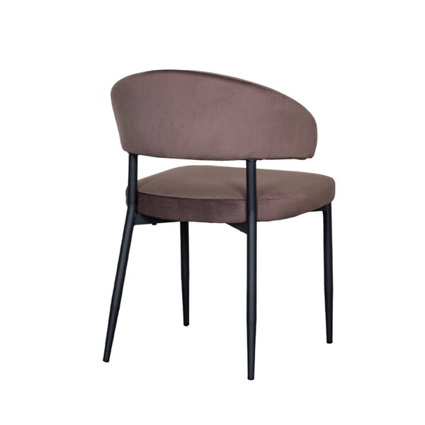 Stoel Bliss | Taupe | Fluweel | Zwart Metalen Frame | 2 stuks