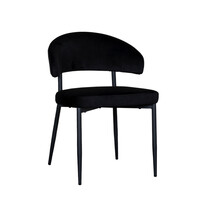 LABEL51 Stoel Bliss | Zwart | Fluweel | Zwart Metalen Frame | 2 stuks 