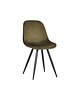 LABEL51 Stoel Capri | Army | Fluweel | Zwart Metalen Frame | 2 stuks 