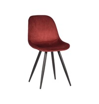 LABEL51 Stoel Capri | Bordeaux | Fluweel | Zwart Metalen Frame | 2 stuks