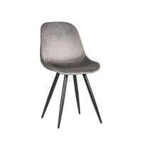 LABEL51 Stoel Capri | Grijs | Fluweel | Zwart Metalen Frame | 2 stuks