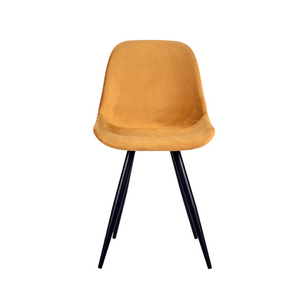 Stoel Capri | Oker | Fluweel | Zwart Metalen Frame | 2 stuks