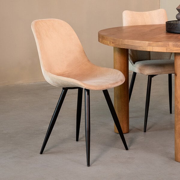 Stoel Capri | Zand | Fluweel | Zwart Metalen Frame | 2 stuks