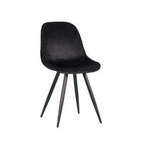 LABEL51 Stoel Capri | Zwart | Fluweel | Zwart Metalen Frame | 2 stuks