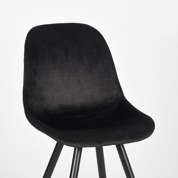 Stoel Capri | Zwart | Fluweel | Zwart Metalen Frame | 2 stuks