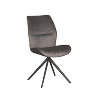 LABEL51 Stoel Comfy | Antraciet | Cosmo | Zwart Metalen Frame | 2 stuks