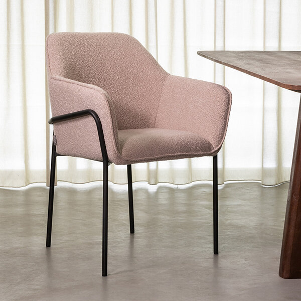 Stoel Dexter | Naturel | Boucle | Zwart Metalen Frame | 2 stuks