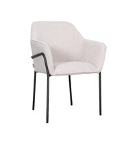 LABEL51 Stoel Dexter | Naturel | Boucle | Zwart Metalen Frame | 2 stuks