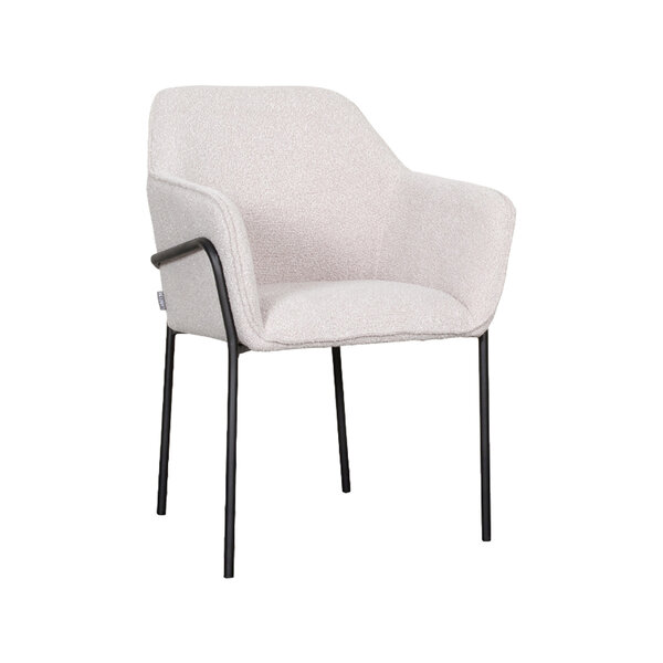 Stoel Dexter | Naturel | Boucle | Zwart Metalen Frame | 2 stuks