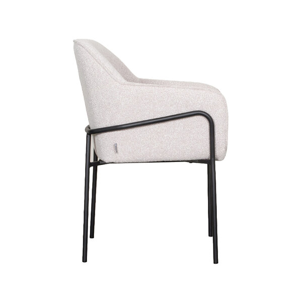 Stoel Dexter | Naturel | Boucle | Zwart Metalen Frame | 2 stuks