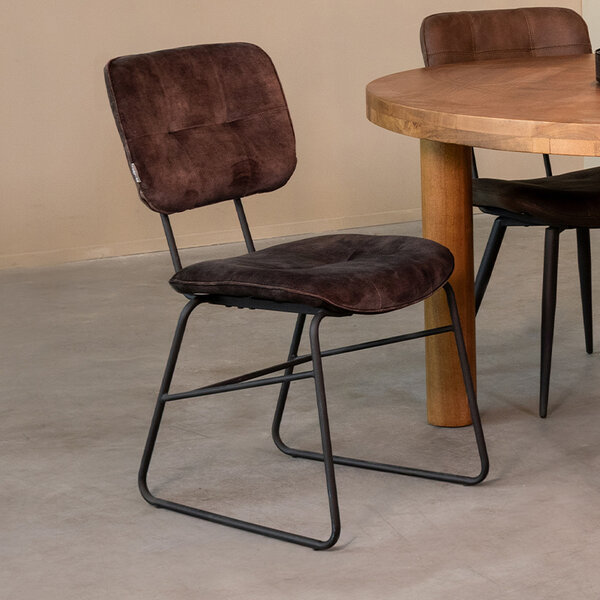 Stoel Dez | Antraciet | Velours | Zwart Metalen Frame | 2 stuks