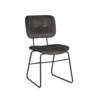 LABEL51 Stoel Dez | Antraciet | Velours | Zwart Metalen Frame | 2 stuks 