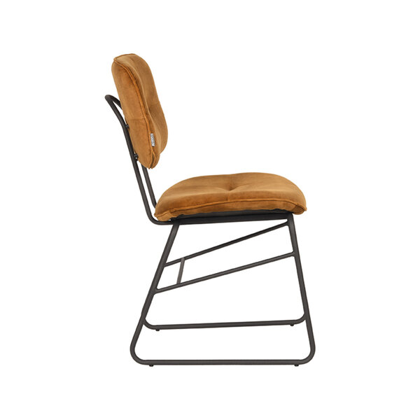Stoel Dez | Oker | Velours | Zwart Metalen Frame | 2 stuks