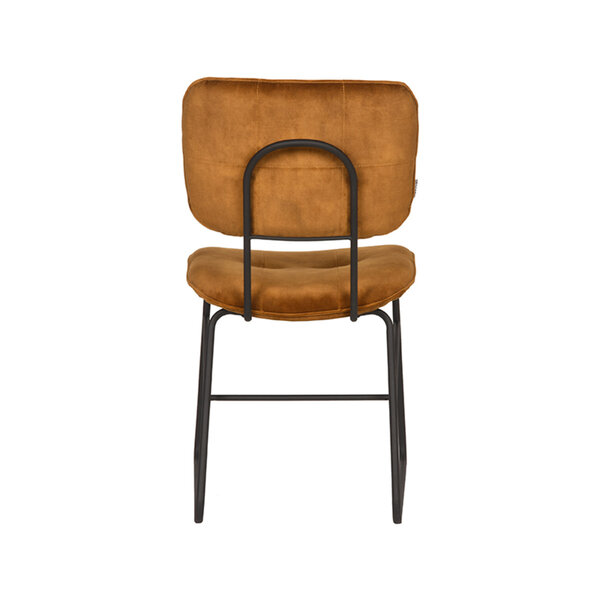 Stoel Dez | Oker | Velours | Zwart Metalen Frame | 2 stuks