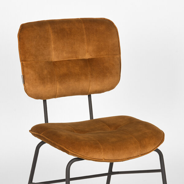 Stoel Dez | Oker | Velours | Zwart Metalen Frame | 2 stuks