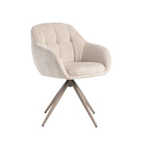 LABEL51 Stoel Esma | Naturel | Elite | Taupe Metalen Frame | 2 stuks