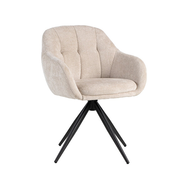 Stoel Esma | Naturel | Elite | Zwart Metalen Frame | 2 stuks