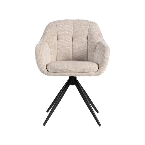 Stoel Esma | Naturel | Elite | Zwart Metalen Frame | 2 stuks