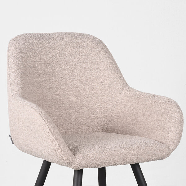 Stoel Fender | Naturel | Boucle | Zwart Metalen Frame | 2 stuks