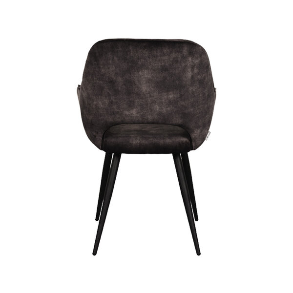 Stoel Fer | Antraciet | Velours | Zwart Metalen Frame | 2 stuks