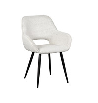 LABEL51 Stoel Fer | Champagne | Boucle | Zwart Metalen Frame | 2 stuks