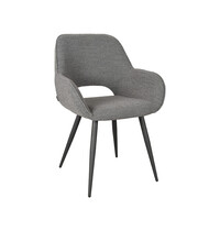 LABEL51 Stoel Fer | Grijs | Boucle | Zwart Metalen Frame | 2 stuks