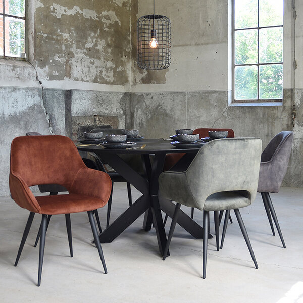 Stoel Fer | Hunter | Velours | Zwart Metalen Frame | 2 stuks